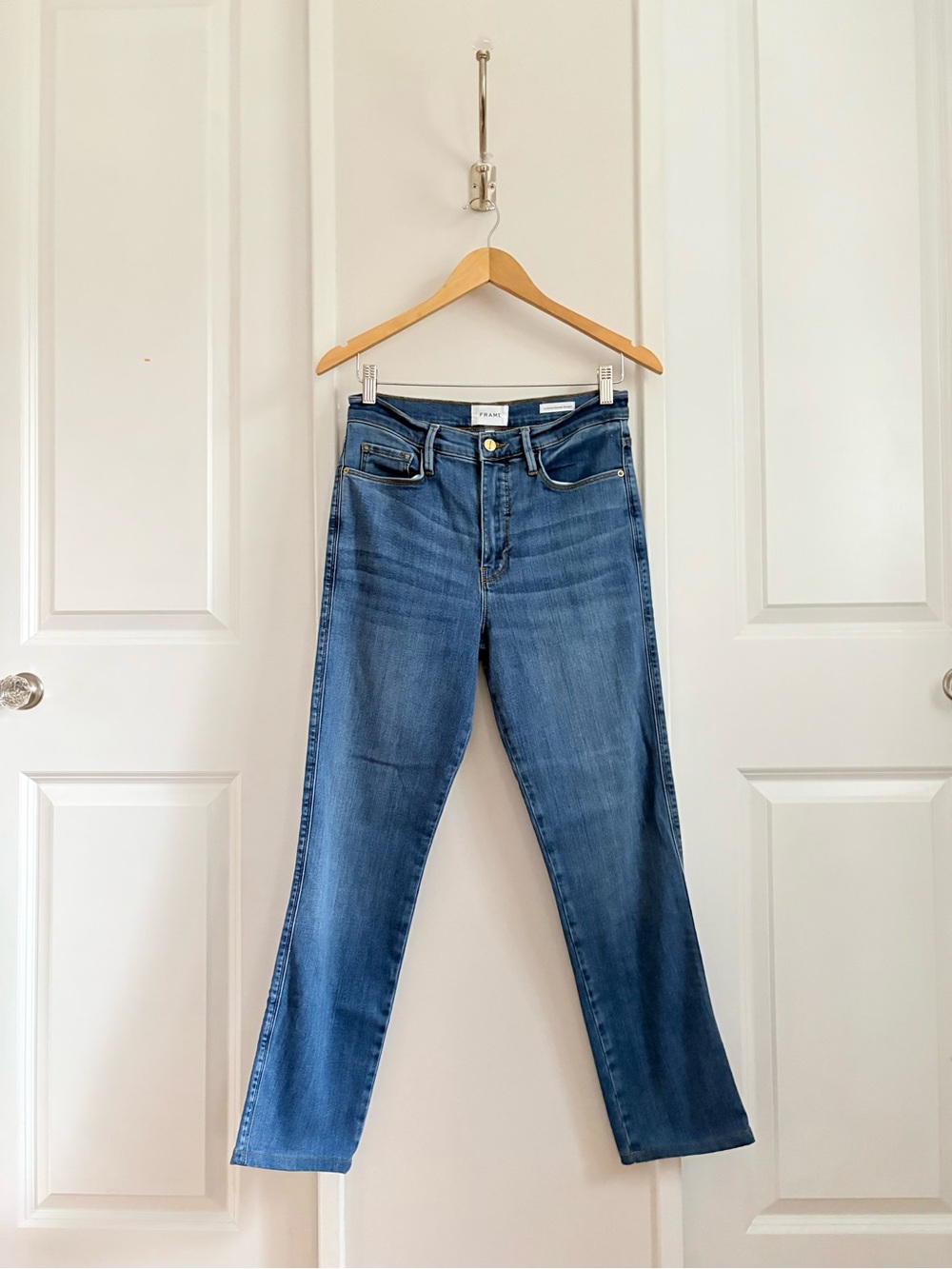 FRAME Le Sylvie Slender Straight Ankle Jeans Medium Wash Size 29